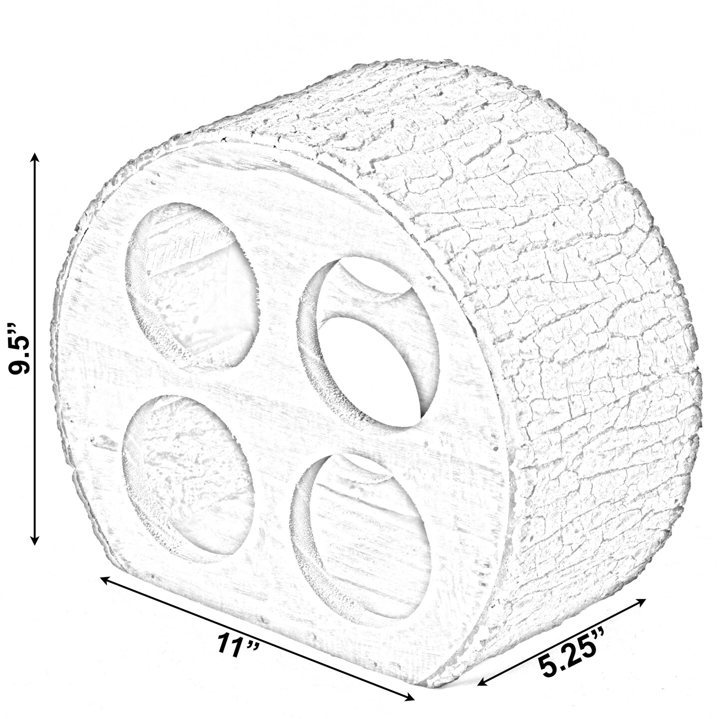 Round Wood Log Style with Bark 4 Bottle Countertop Wine Rack Holder