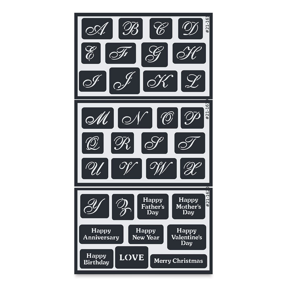 Armour Over &#x2018;N&#x2019; Over Glass Etching Stencil - Script, Pkg of 3