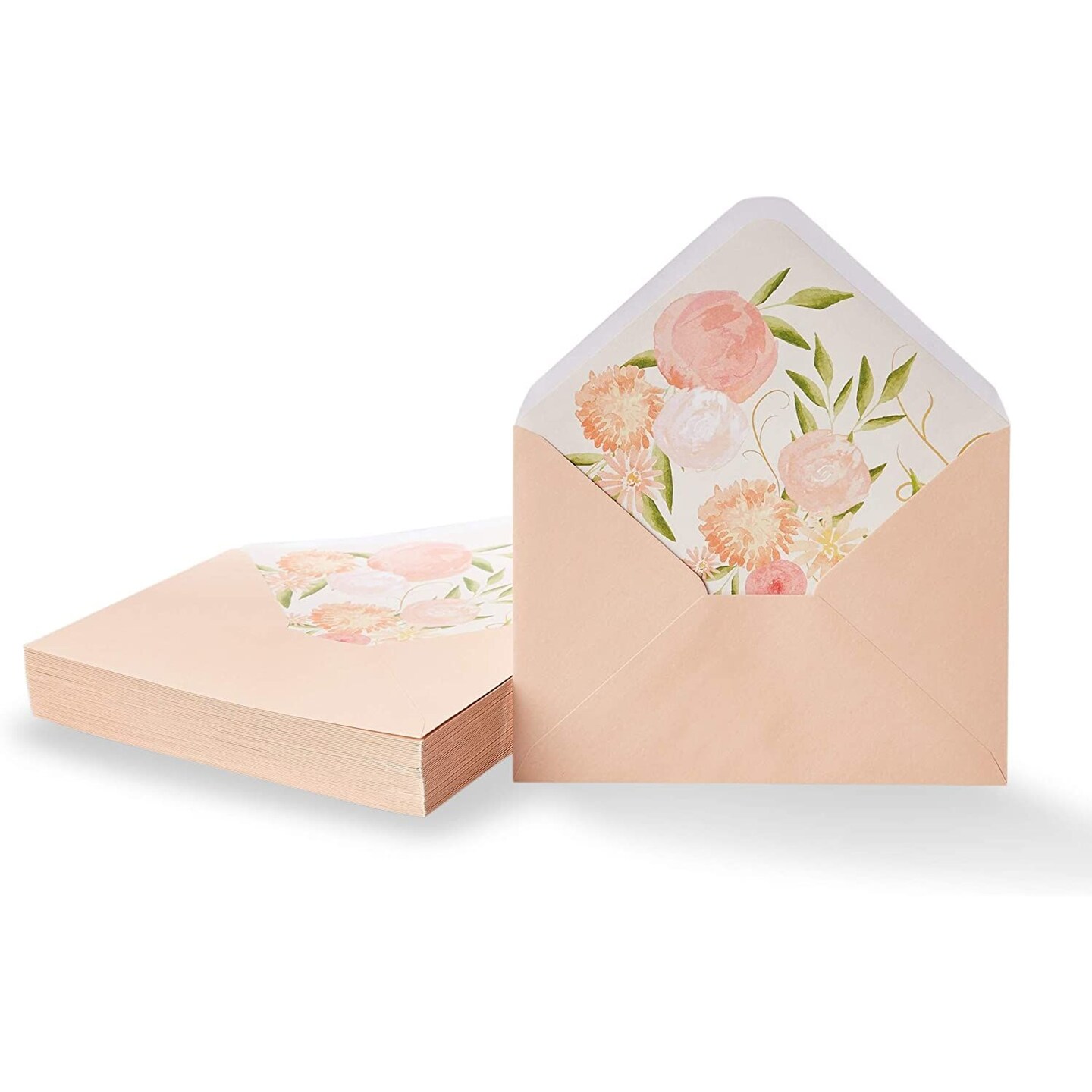 Paper Junkie Floral Envelopes for Invitations and Greeting Cards (Blush Pink, 5x7 in, 50-Pack)