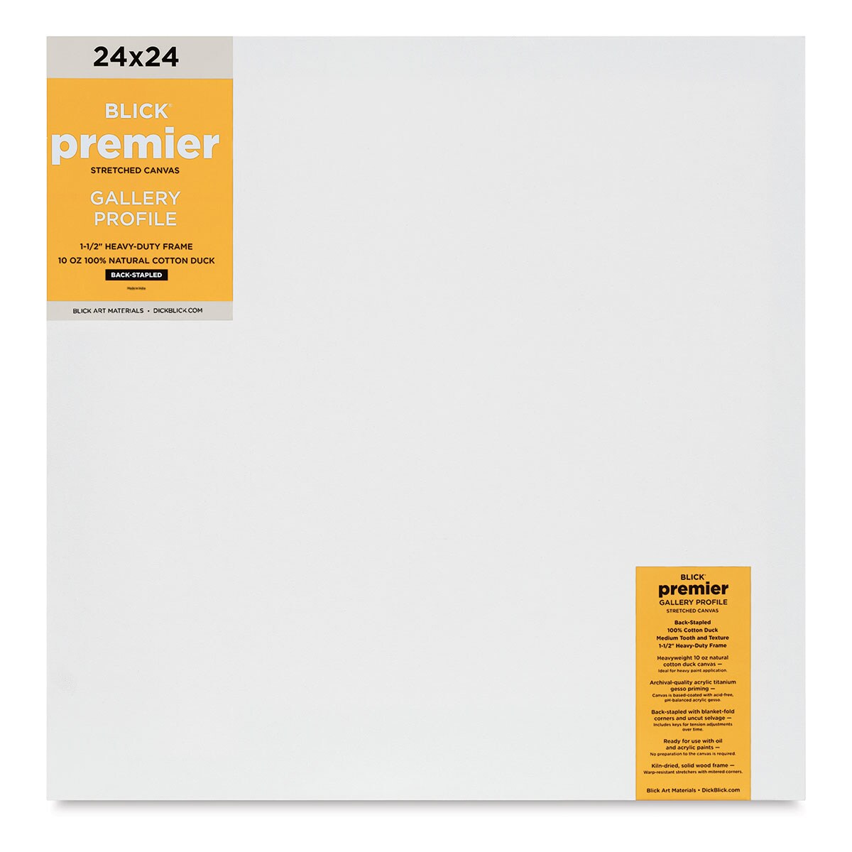 Blick Premier Stretched Cotton Canvas - Gallery Profile, Back-Stapled, 24&#x22; x 24&#x22;