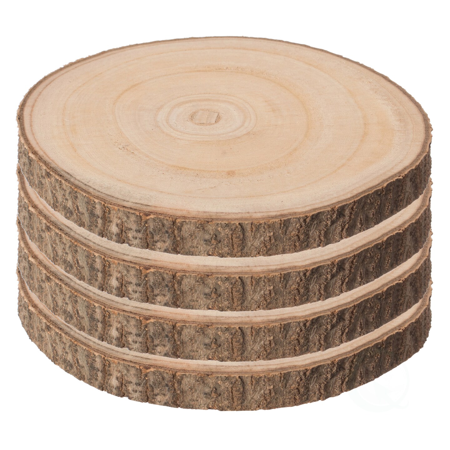 Home Decor Natural Wooden Bark Slice Tray Large Rustic Table Charger Centerpiece, Set of 4