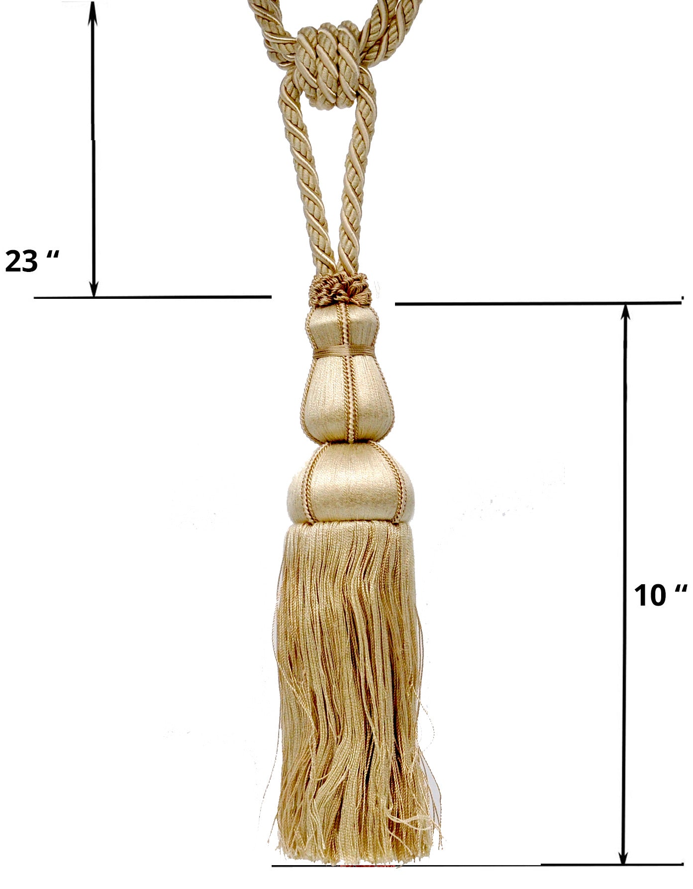 Belagio Single Tassel TieBack, 10" Long Tassel, Colors Collection, Ivory Michaels