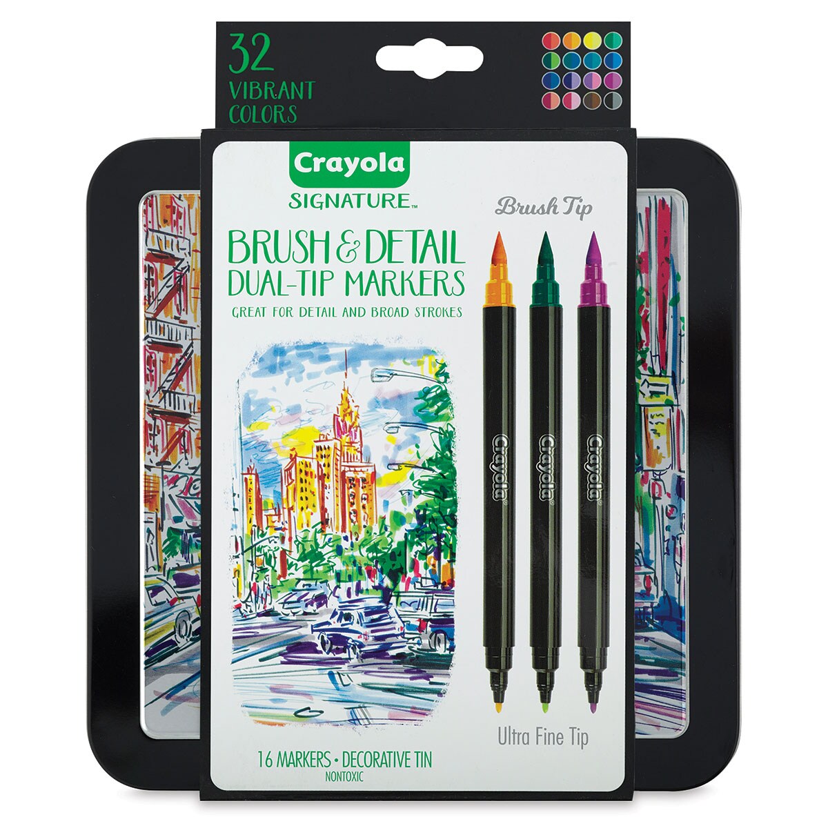 Crayola Signature Brush and Detail Dual Ended Markers - Set of 16