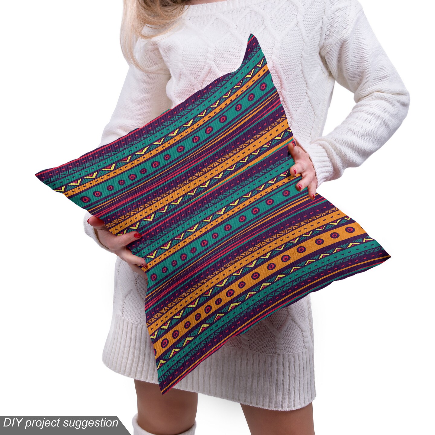 Ambesonne Tribal Fabric by The Yard Striped Retro Pattern with Rich Mexican Color Folkloric Print Decorative Water Resistant Material for Sofa Curtain Chair Cover Headboard Upholstery 1 Yard Teal Plum