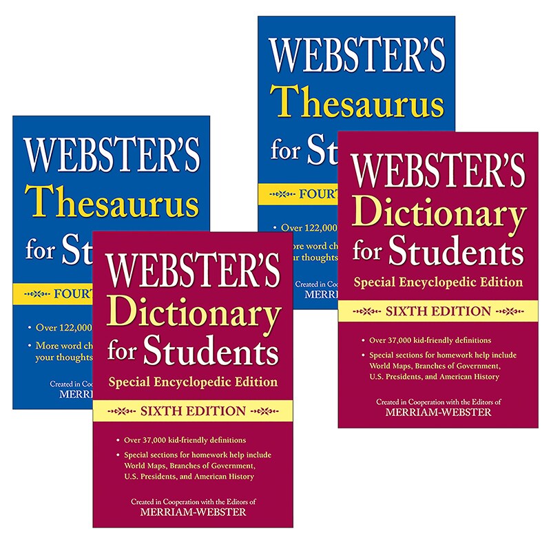 Webster&#x27;s For Students Dictionary/Thesaurus Shrink-Wrapped Set, 2 Sets