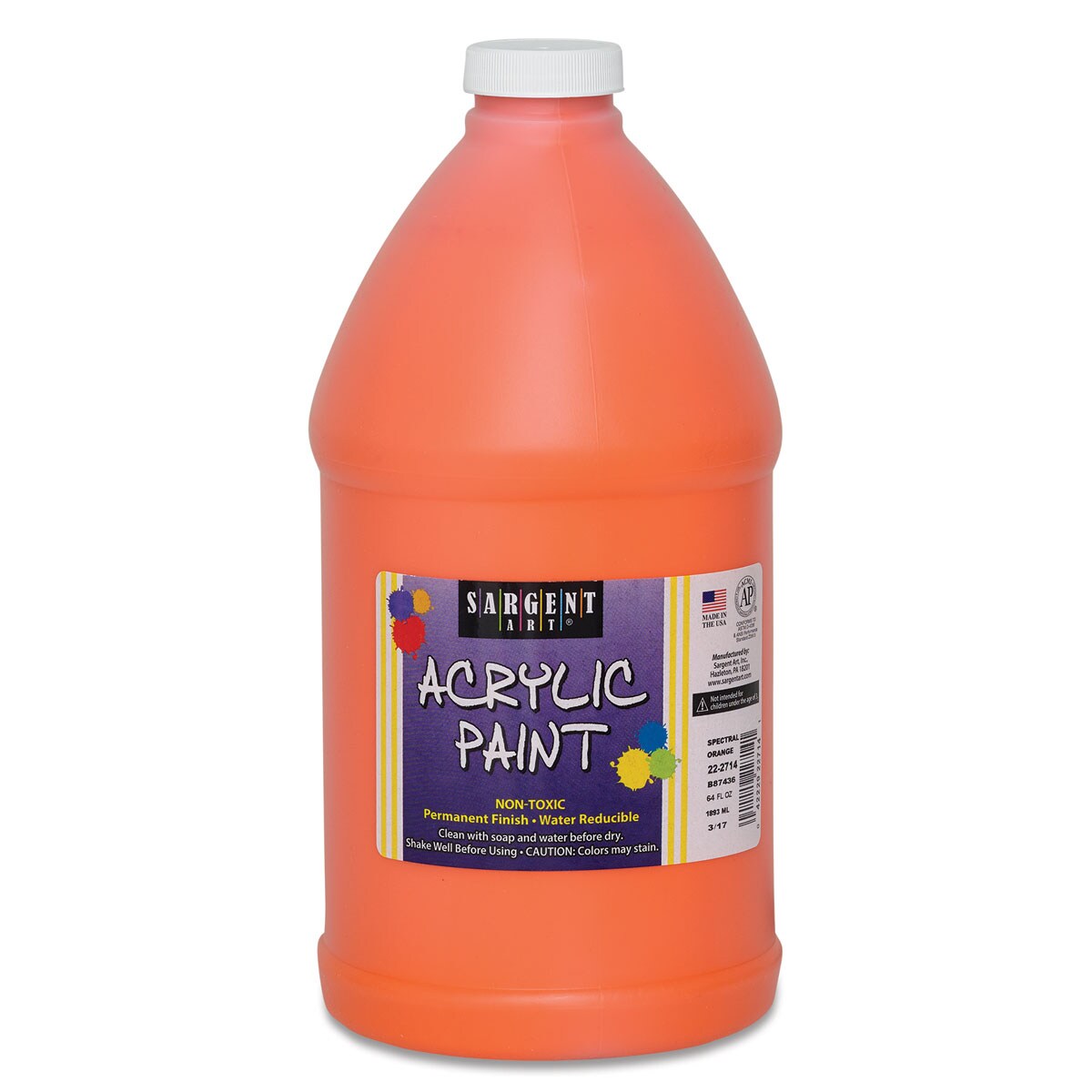 Sargent Art Acrylic Paint Spectral Orange, 1/2 Gallon Michaels