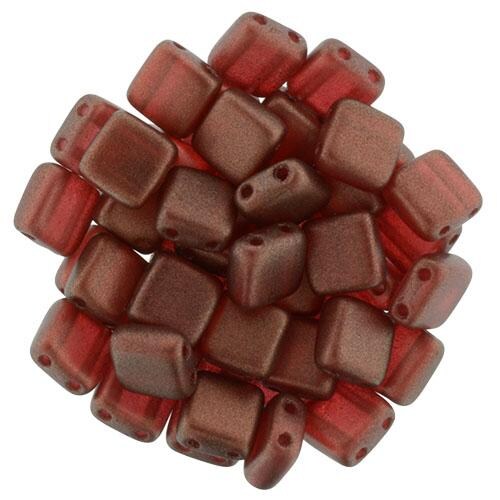 Czechmate 6mm Square Glass Czech Two Hole Tile Bead, Halo - Sangreal