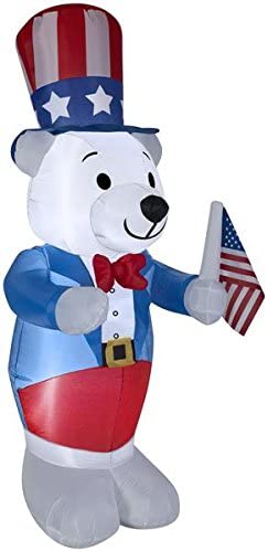 4' Gemmy Airblown Inflatable 4th of July Patriotic White Bear 48921