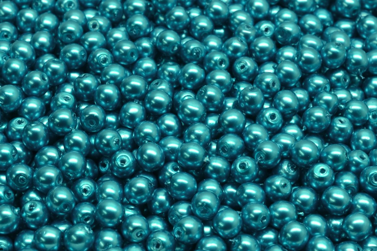 4mm Czech Round Druk Bead, Teal Blue Pearl, 50 pieces