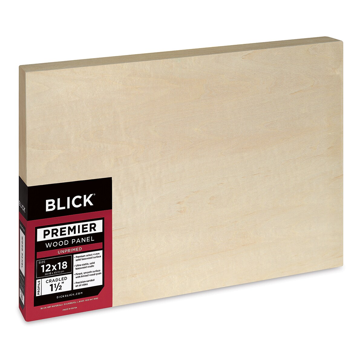 Blick Premier Wood Panel - 12&#x22; x 18&#x22;, 1-1/2&#x22; Gallery Profile, Cradled