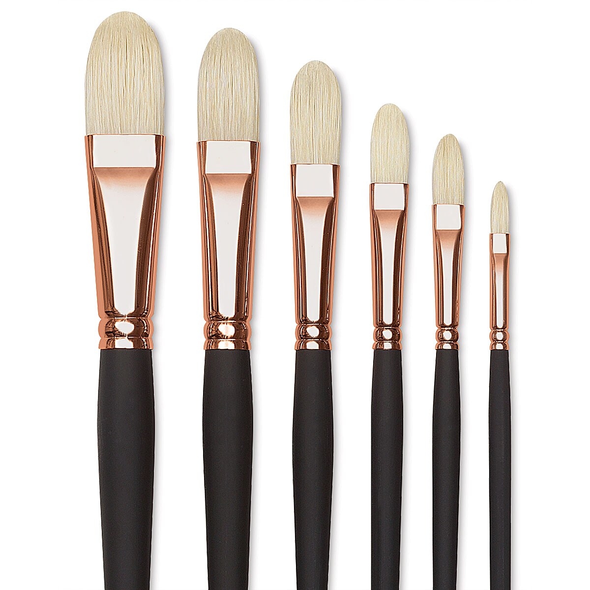 Blick Masterstroke Interlocking Bristle Brush Set - Filbert, Long Handle, Set of 6