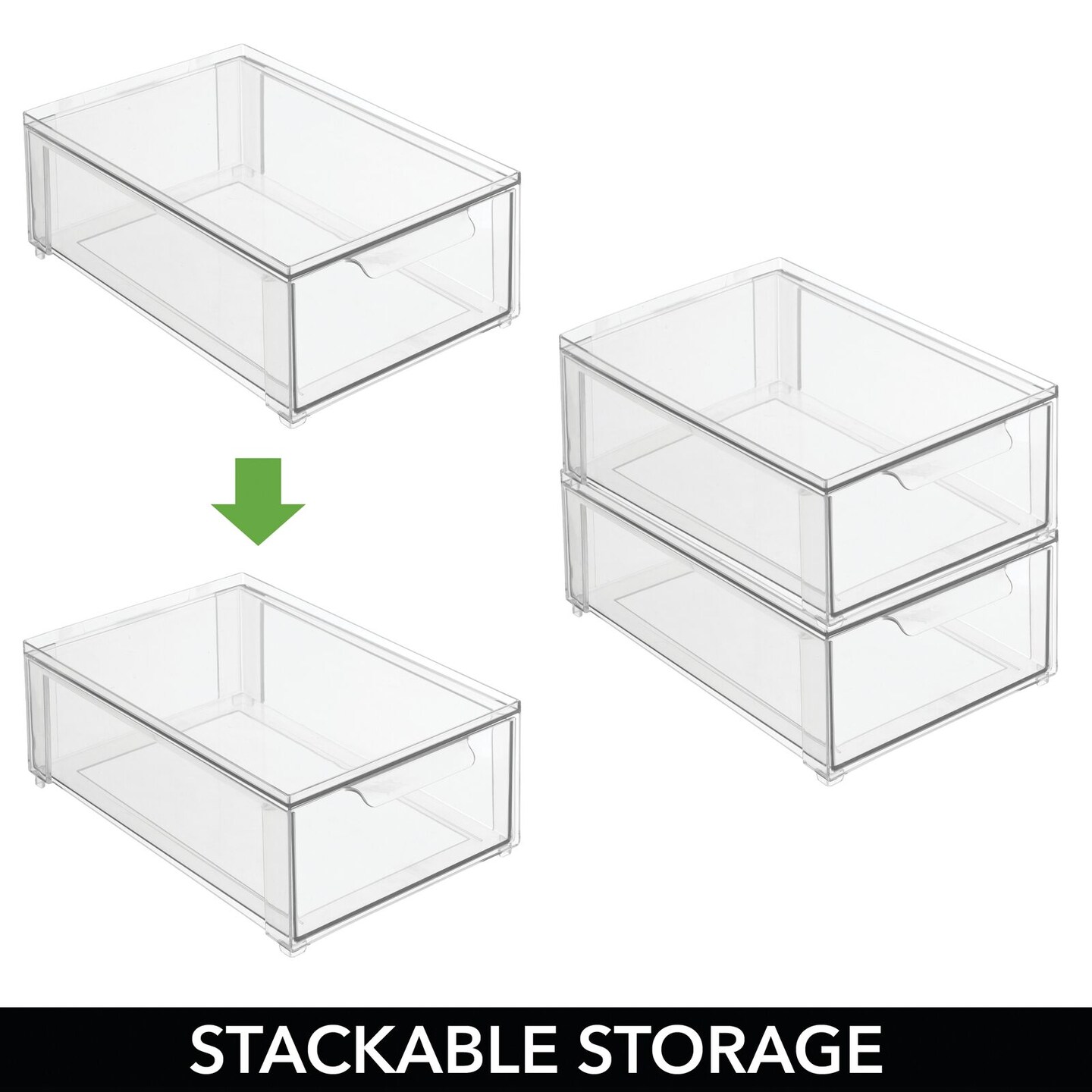 MDesign Stackable Closet Bathroom Bin Box With Pull Out Drawer Clear Michaels