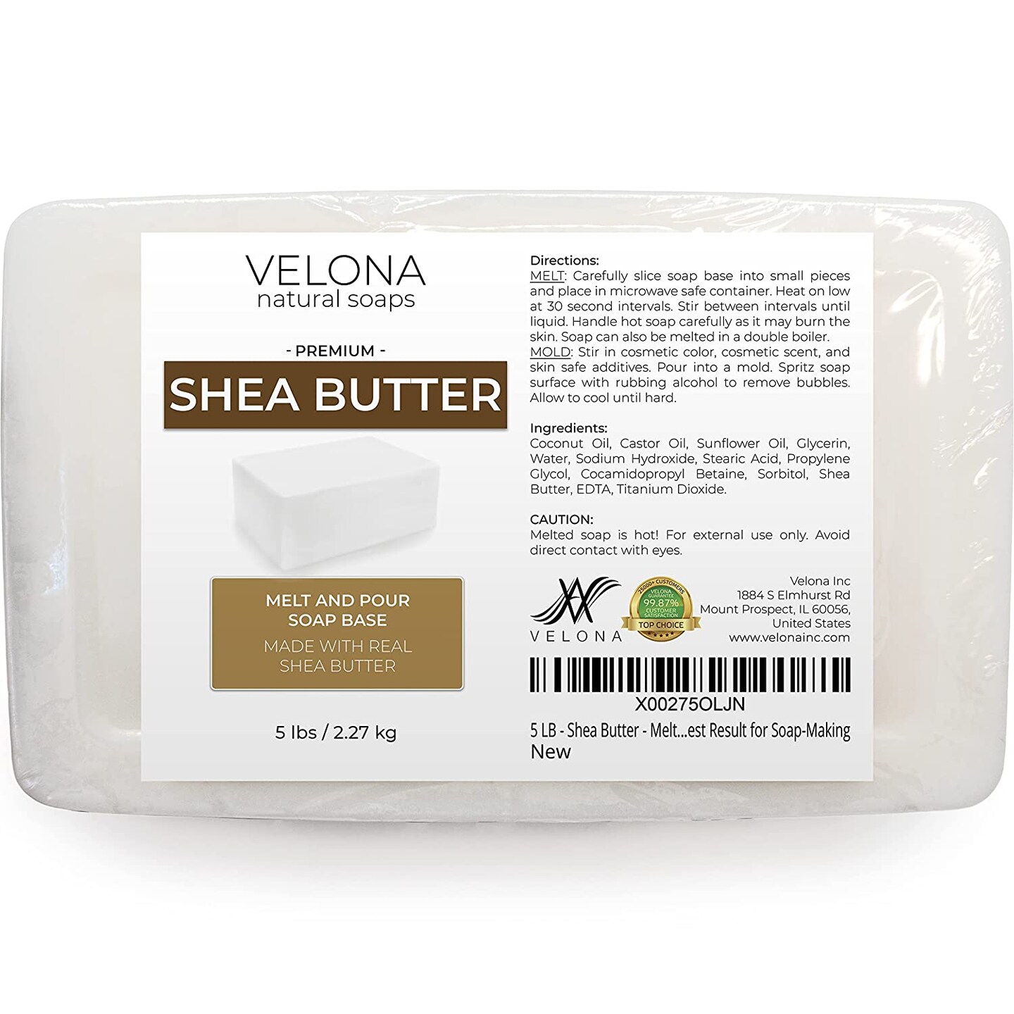 5 LB - Shea Butter - Melt and Pour Soap Base by Velona | SLS/SLES Free | Natural Bars for The Best Result for Soap-Making