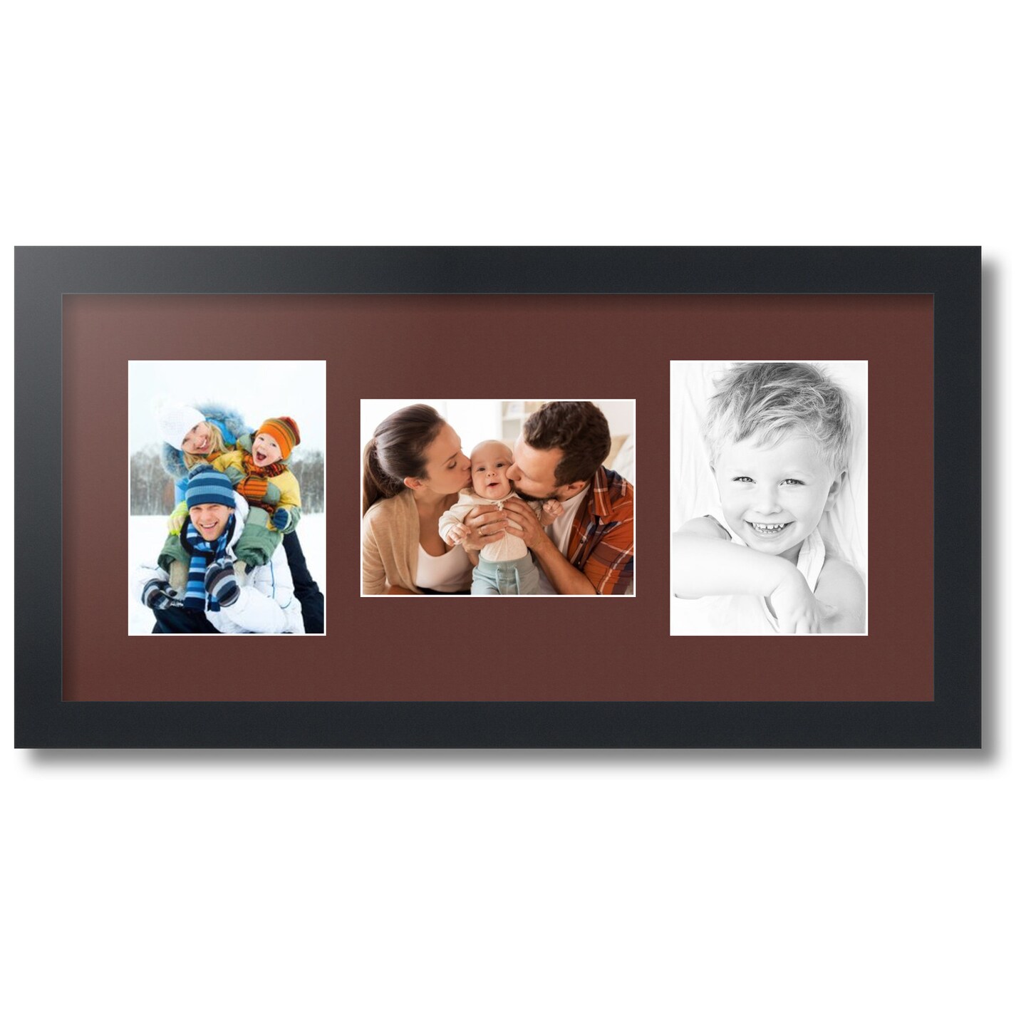 ArtToFrames Collage Photo Picture Frame with 3 - 5x7 inch Openings, Framed in Black with Over 62 Mat Color Options and Plexi Glass (CSM-3926-114)