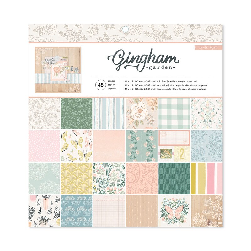 Gingham Garden 12x12 Paper Pad - Crate Paper