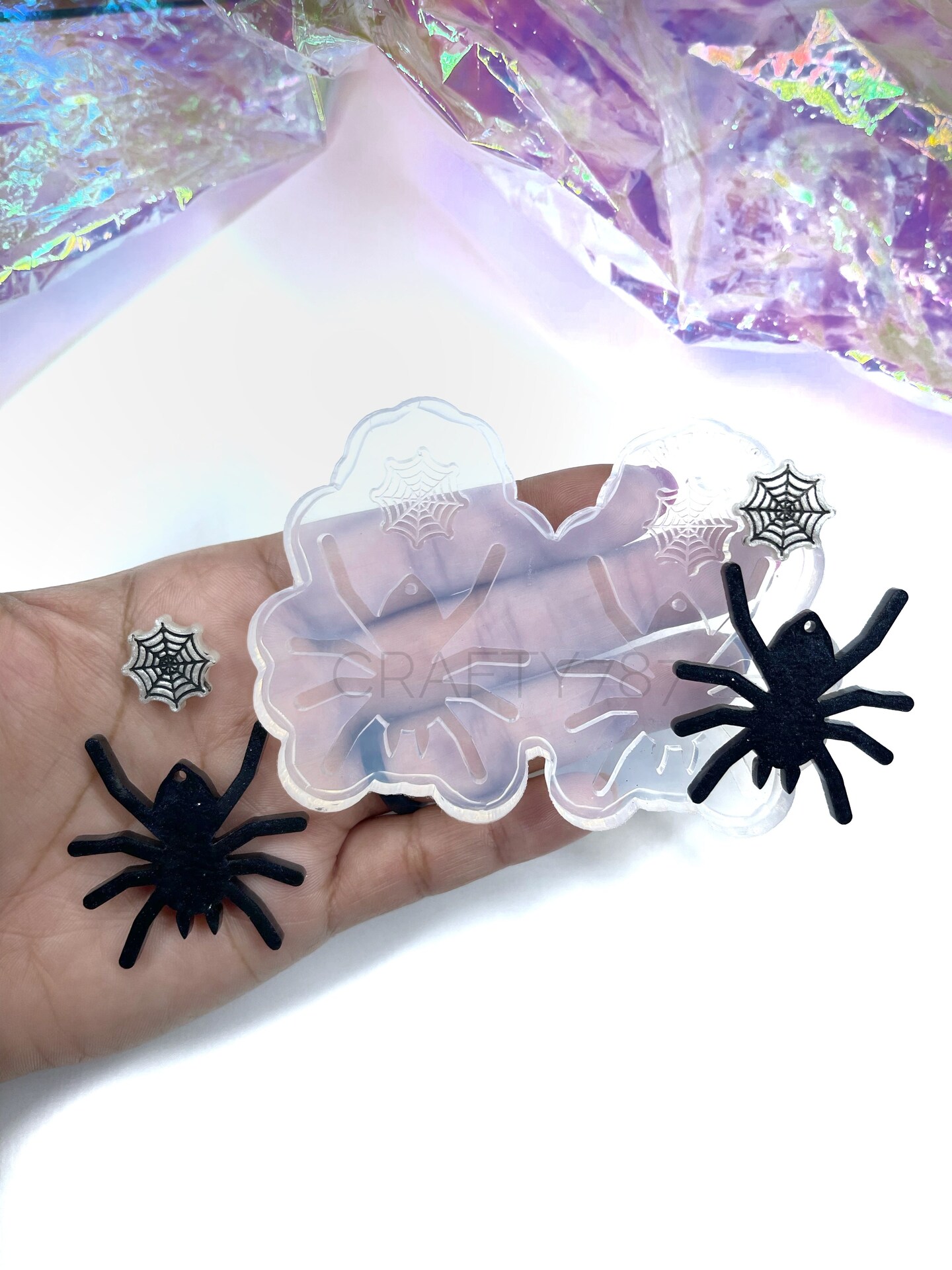 Spider Dangle Earring + Spider Web Silicone Mold(C4)