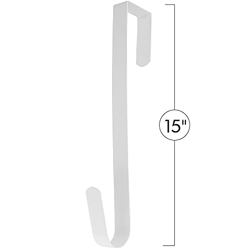 RN'D Over Door Wreath Hook - Thin Metal Overdoor Wreath Holder Seasonal Hanger for Front or Back Door (White, 15")