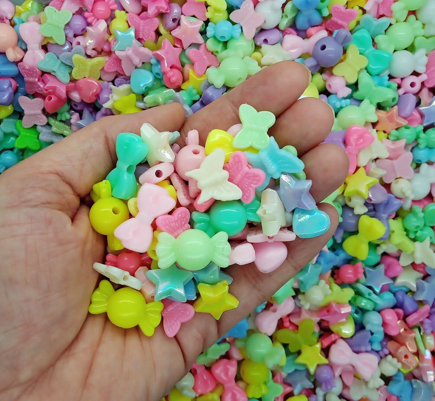 Pastel Acrylic Bead Mix, Cute Assortment of Plastic Beads