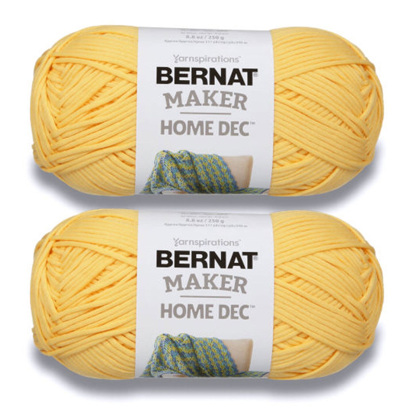 Bernat Maker Home Dec Gold Yarn - 2 Pack of 250g/8.8oz - Cotton - 5 Bulky - 317 Yards - Knitting/Crochet