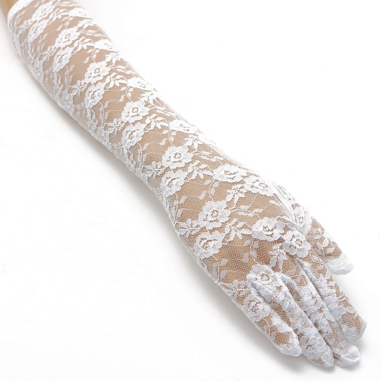 Luckyvestir Lace Gloves, Elegant Long White Black Tea Party Gloves