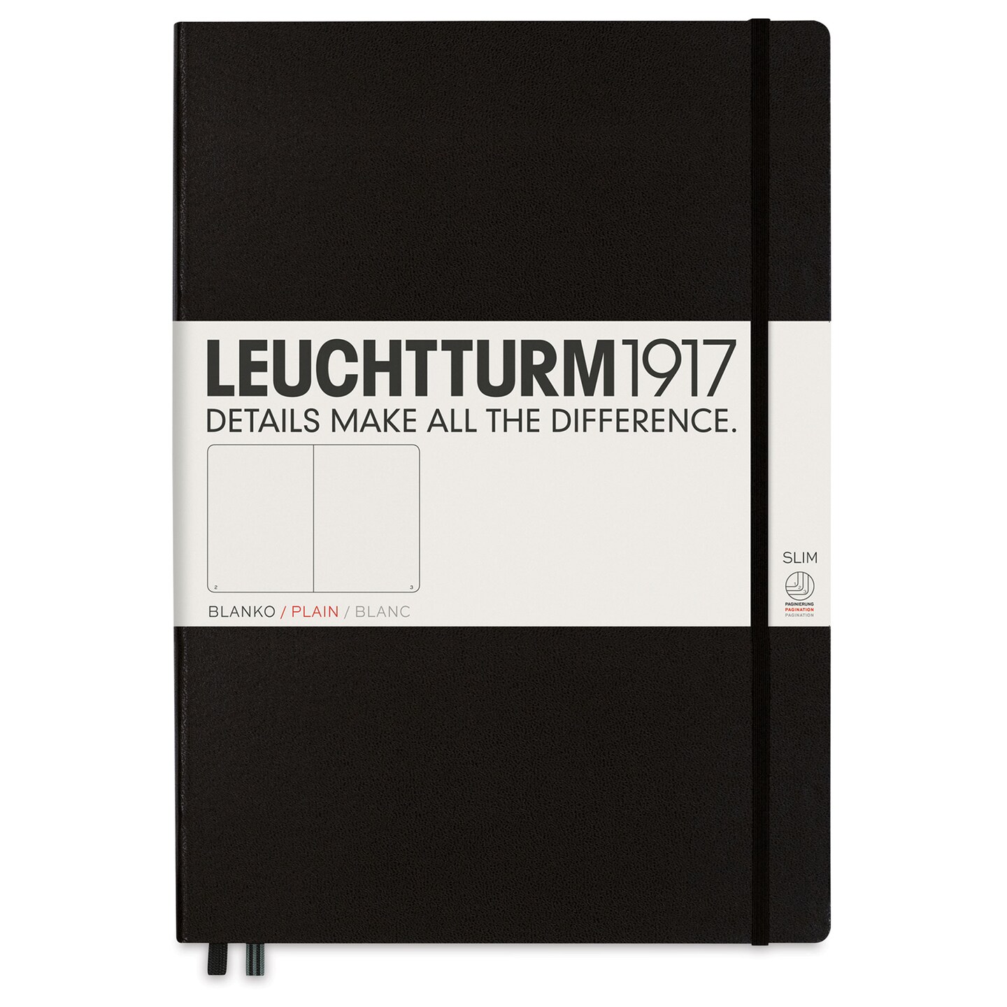 Leuchtturm1917 Blank Hardcover Notebook - Black, Slim, 8-3/4&#x22; x 12-1/2&#x22;