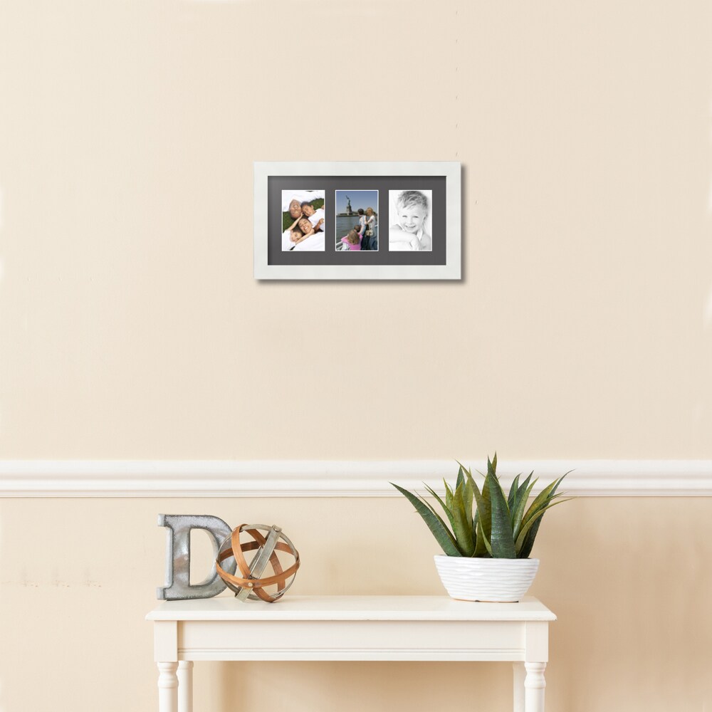 ArtToFrames Collage Photo Picture Frame with 3 - 3.5x5 inch Openings, Framed in White with Over 62 Mat Color Options and Regular Glass (CSM-3966-29)