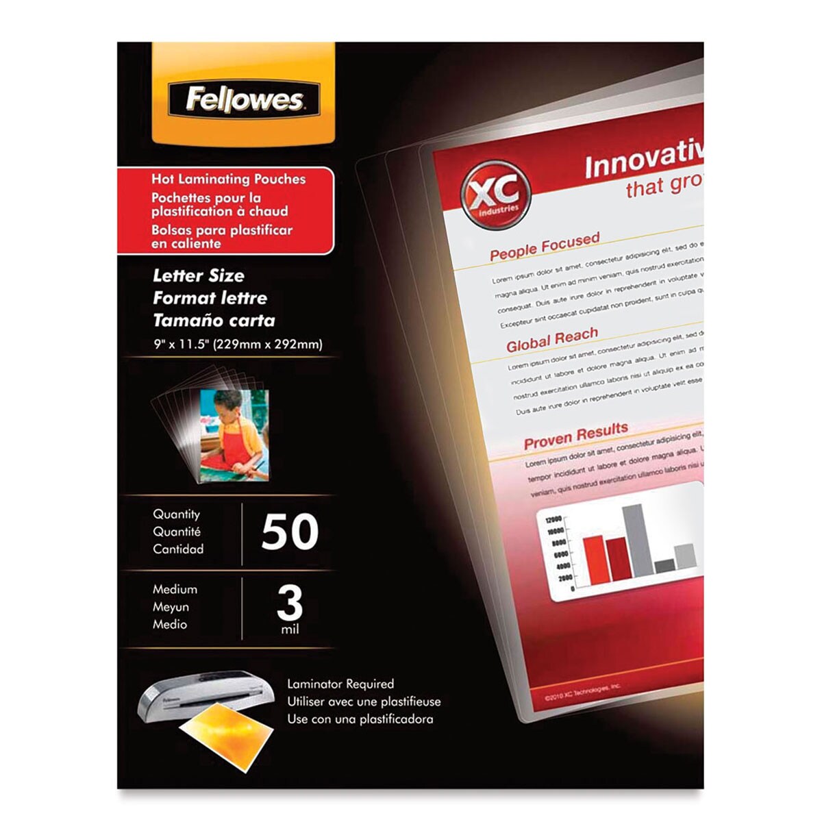 Fellowes ImageLast Thermal Laminating Pouches - 11-1/2&#x22; x 9&#x22;, 3 ml, Pkg of 50