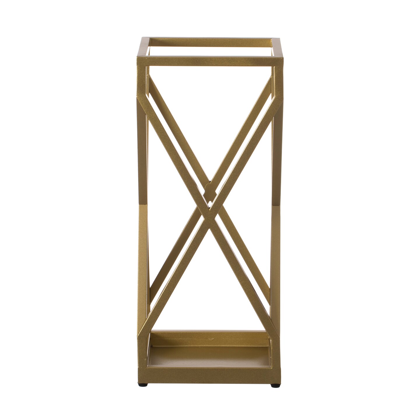 Decorative Gold Square X Design Umbrella Holder Stand for Indoor and Outdoor