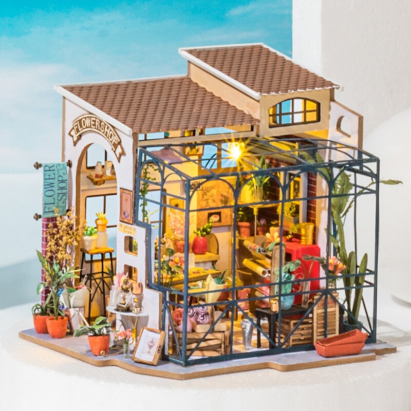 Robotime DIY Dollhouse - DG145 Emily&#x27;s Flower Shop - Miniature Toys - Birthday Gift For Children, Girls