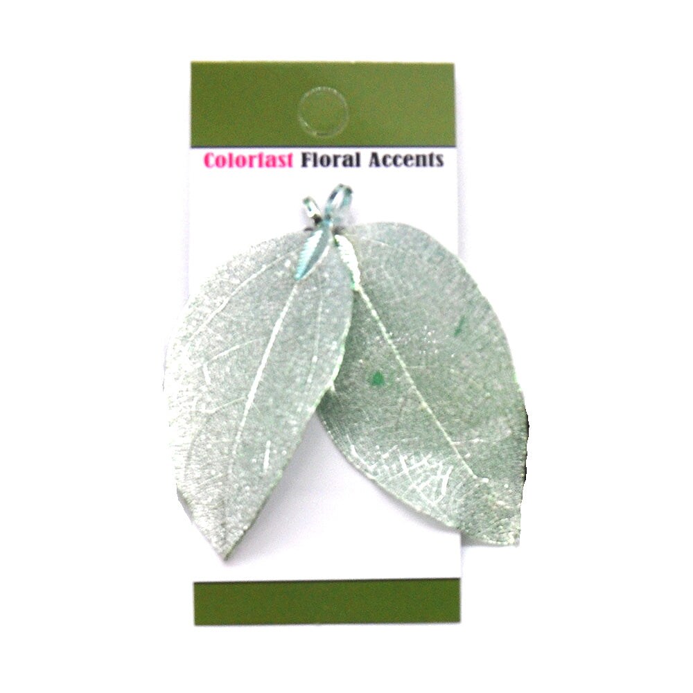 Belagio Colorfast Floral Accents, Metal Leaf Pendants, 2 Piece Pack, Teal