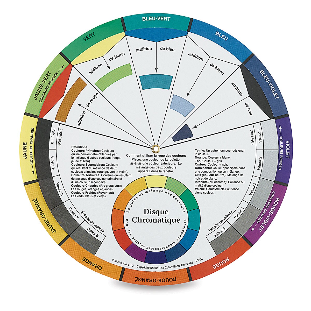 Artists’ Color Wheel in French - Standard Version, 9-1/4" Dia.