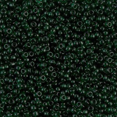 Miyuki 11 Round Seed Bead, 11-156, Transparent Dark Emerald, 13 grams