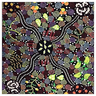 Corroboree Black Australian Aboriginal Cotton Fabric by M S Textiles