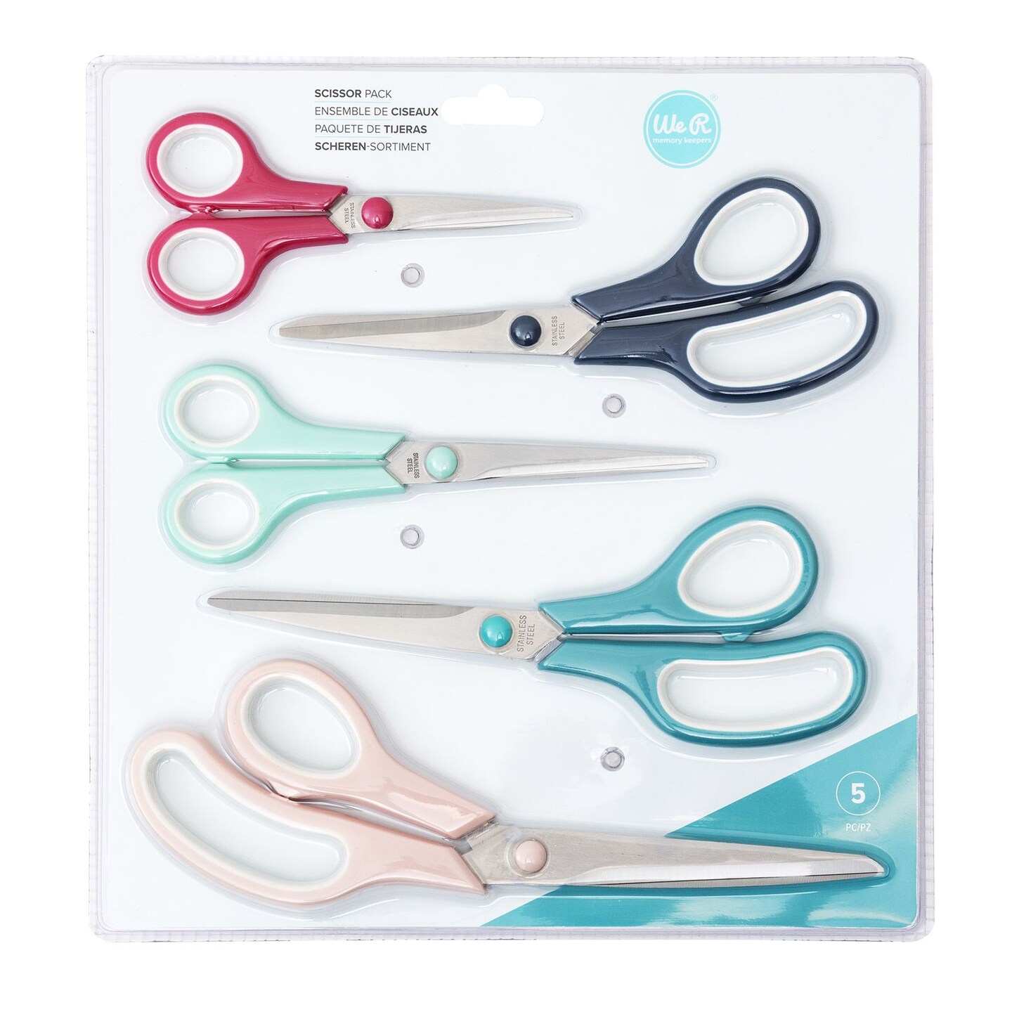 We R Memory Keepers - Scissors - Value Set - 5 Pack 60000397 By American  Crafts