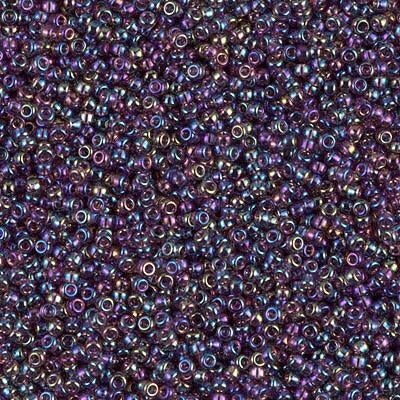 Miyuki 15/0 Round Seed Bead, 15-294, Transparent Dark Smoky Amethyst AB