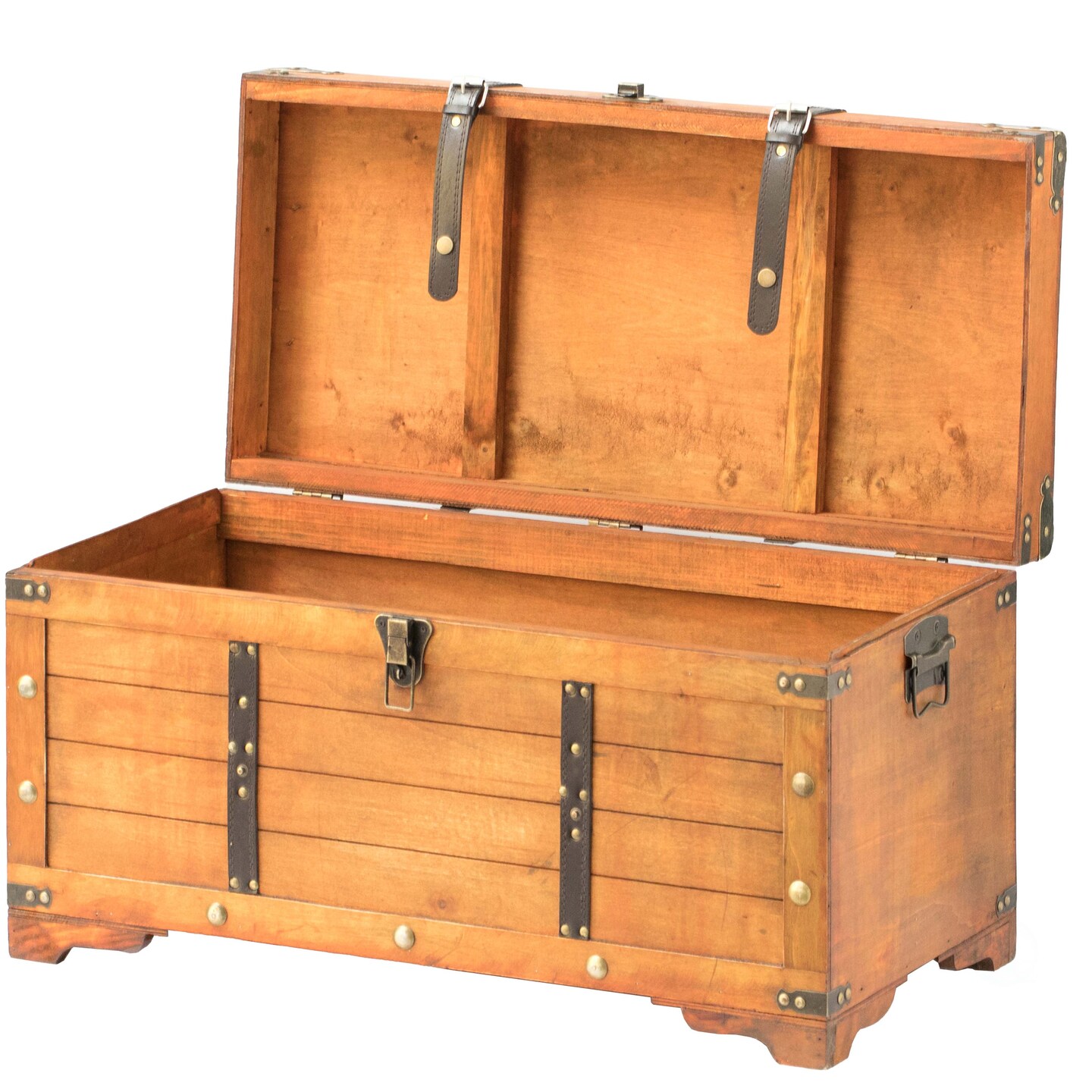 Rustic Large Wooden Storage Trunk with Lockable Latch
