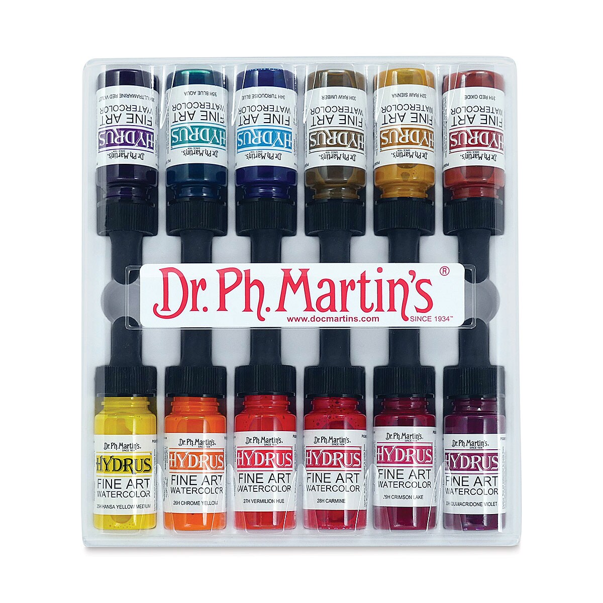Dr. Ph. Martin&#x27;s Hydrus Fine Art Liquid Watercolors - Set 3, 12 Assorted colors, 0.5 oz Bottles
