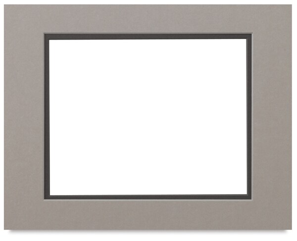 Crescent Select Conservation Solids Pre-Cut Double Mat - Gray/Dark Gray, 4 ply, 11&#x22; x 14&#x22;