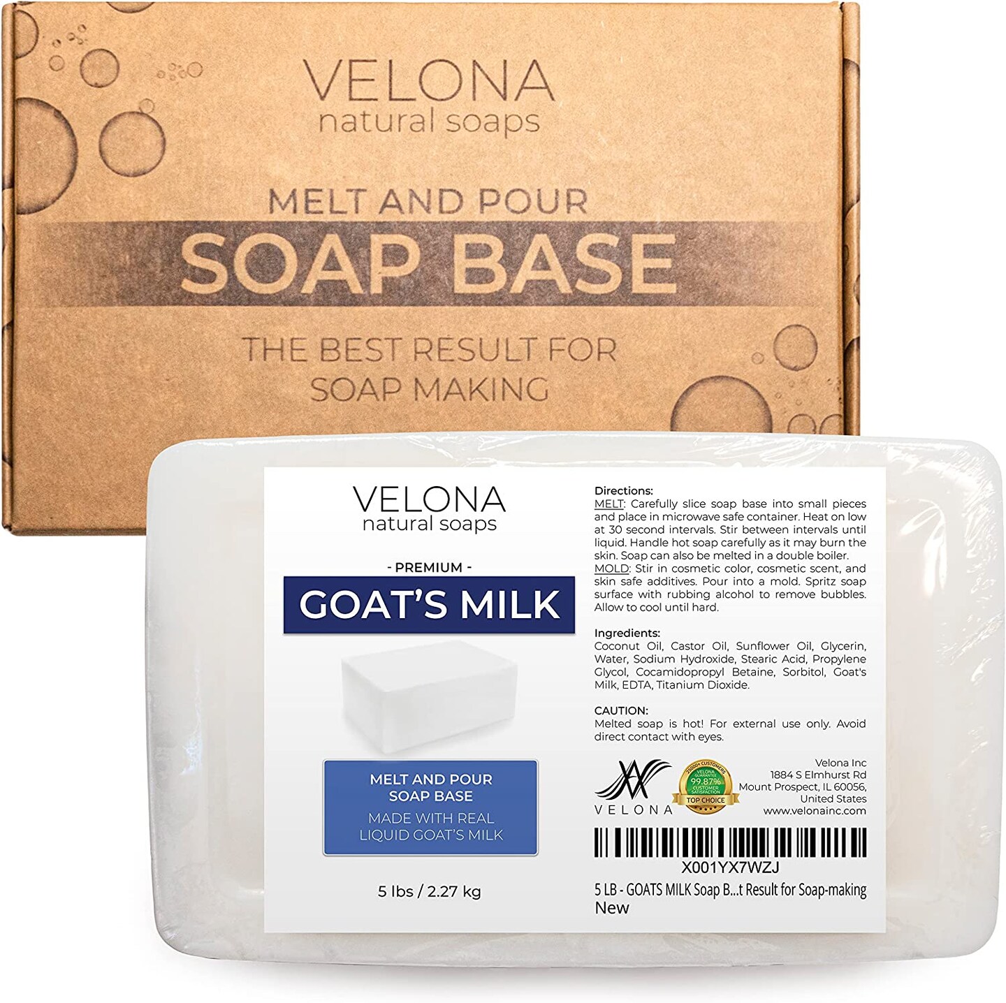 5 LB - GOATS MILK Soap Base by Velona | SLS/SLES free | Melt and Pour | Natural Bars For The Best Result for Soap-making&#x2026;