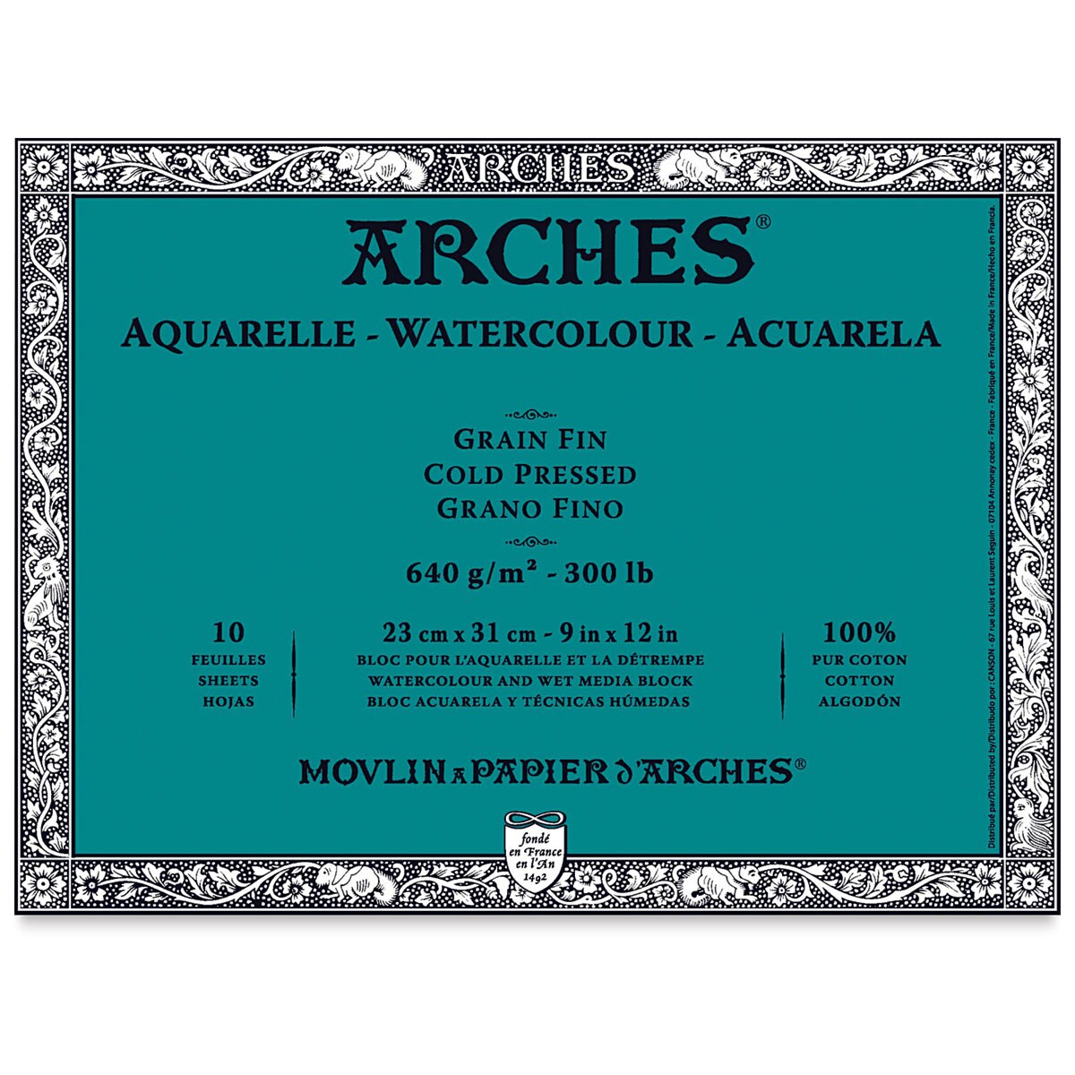 Arches Watercolor Block - 9" x 12", 300 lb, Cold Press, 10 Sheets