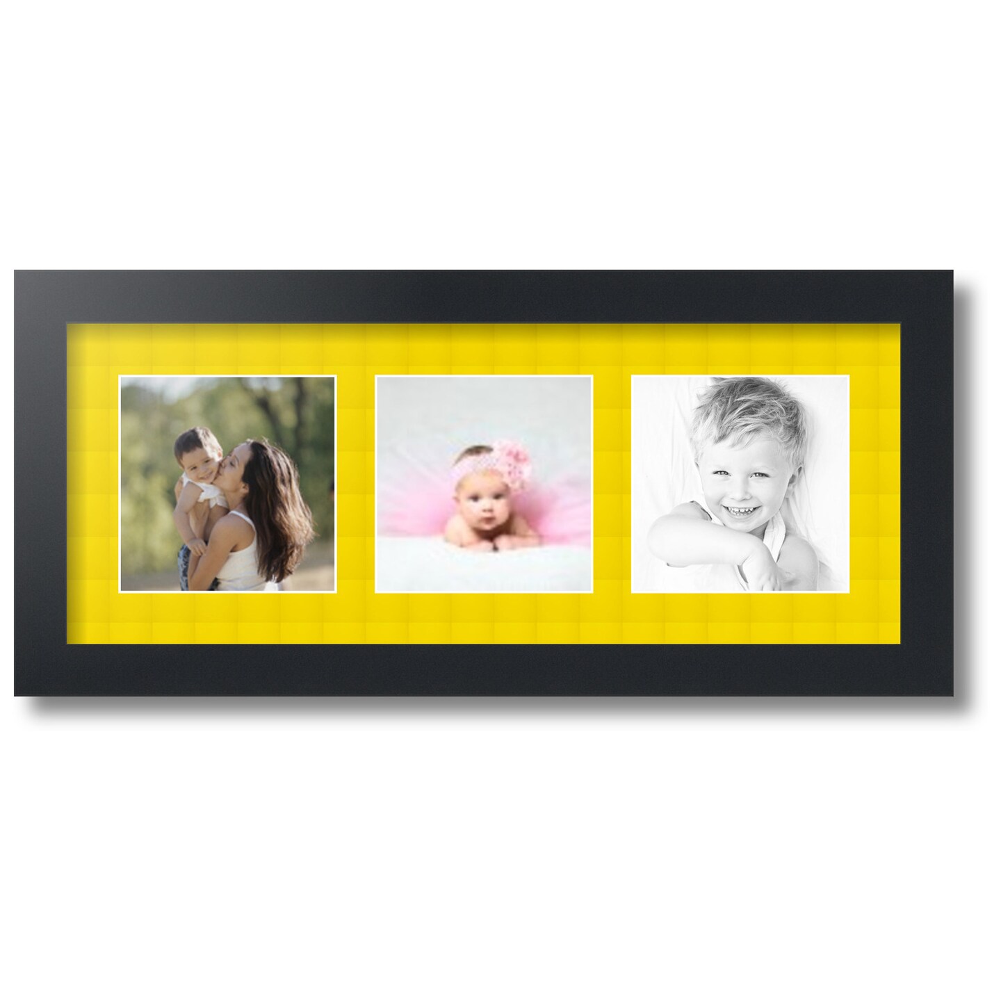 ArtToFrames Collage Photo Picture Frame with 3 - 5x5 inch Openings, Framed in Black with Over 62 Mat Color Options and Regular Glass (CSM-3926-95)