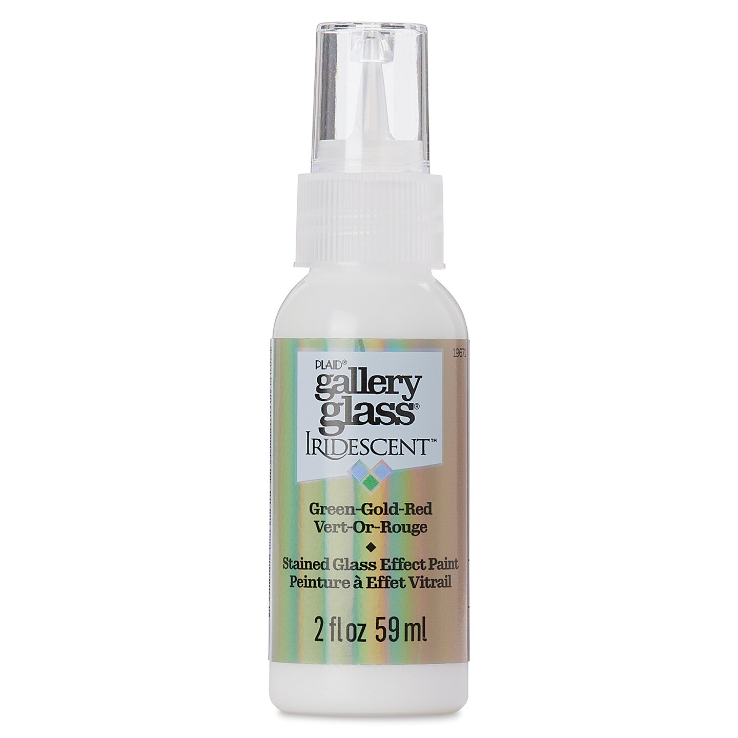 Plaid Gallery Glass Paint - Iridescent Green/Gold/Red, 2 oz