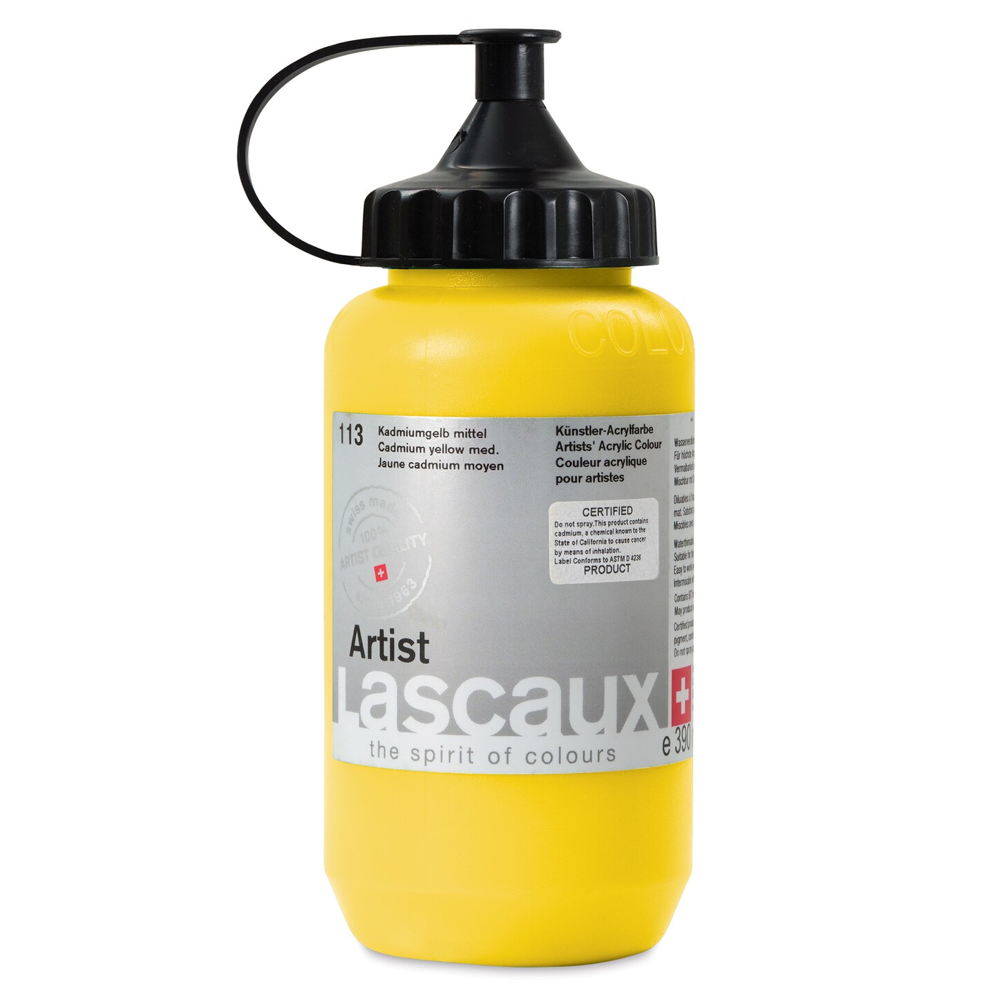 Lascaux Artist Acrylics - Cadmium Yellow Medium, 390 ml Tube