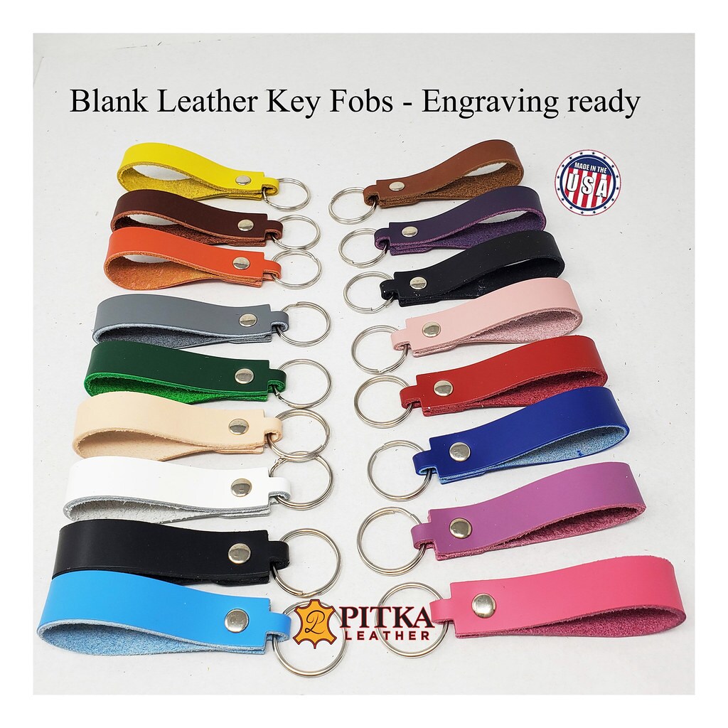 Blank Leather Keychains – DIY Engraving Kit, Pack of 10 (¾" x 4.5")