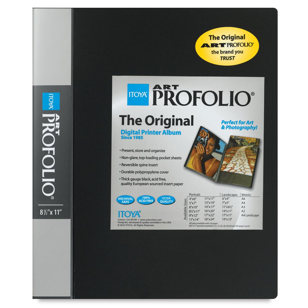 Itoya I-Series Art Profolio - 8 1/2&#x22; x 11&#x22;, Black, Portrait, 36 Pages