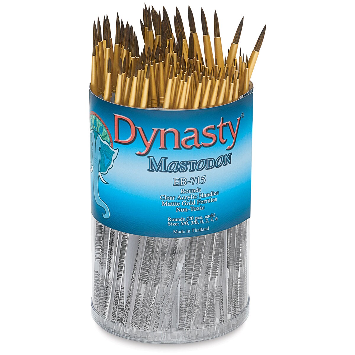Dynasty Mastodon Synthetic Brush Canister - Round, Set of 120