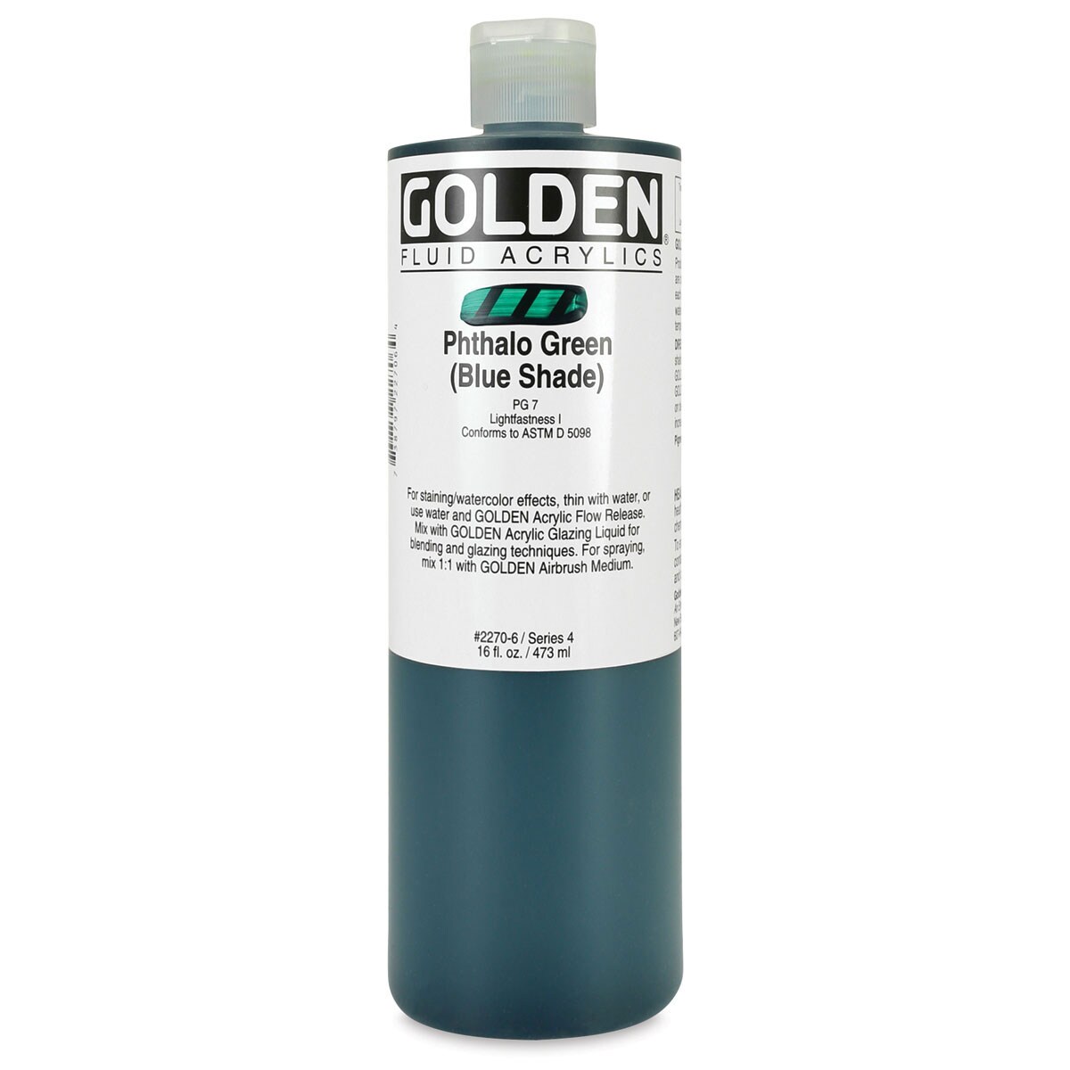 Golden Fluid Acrylics - Phthalo Green (Blue Shade), 16 oz bottle
