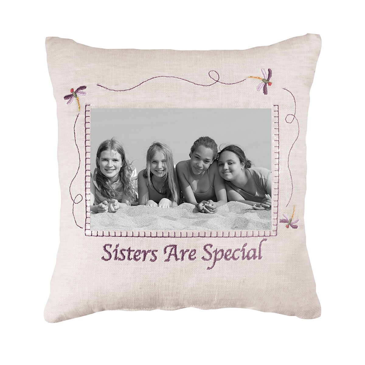 Sisters Are Special Embroidered Picture Small/Petite Accent Pillow, 10" x 10"