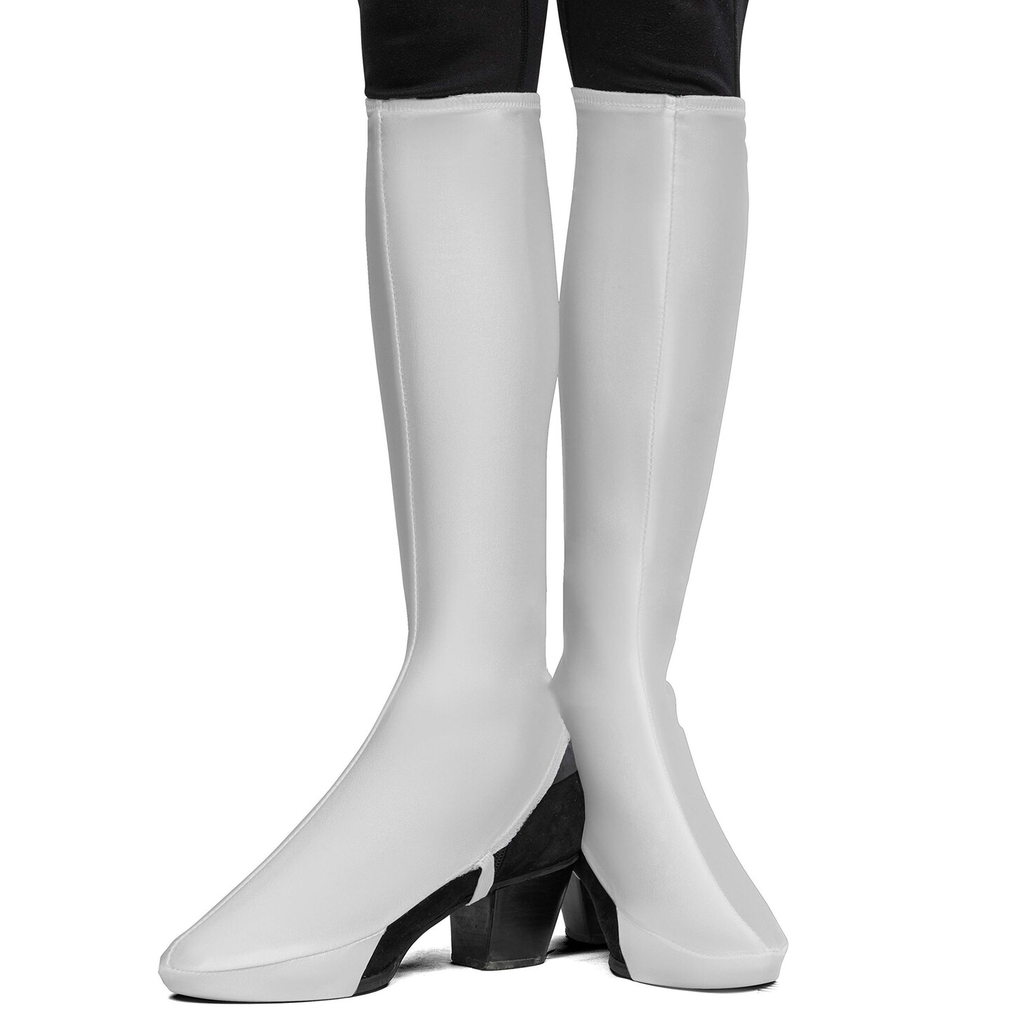 White Costume Boot Covers - Groovy Disco White Fabric 70s Hippie Fake Boots for Women and Girls Costumes