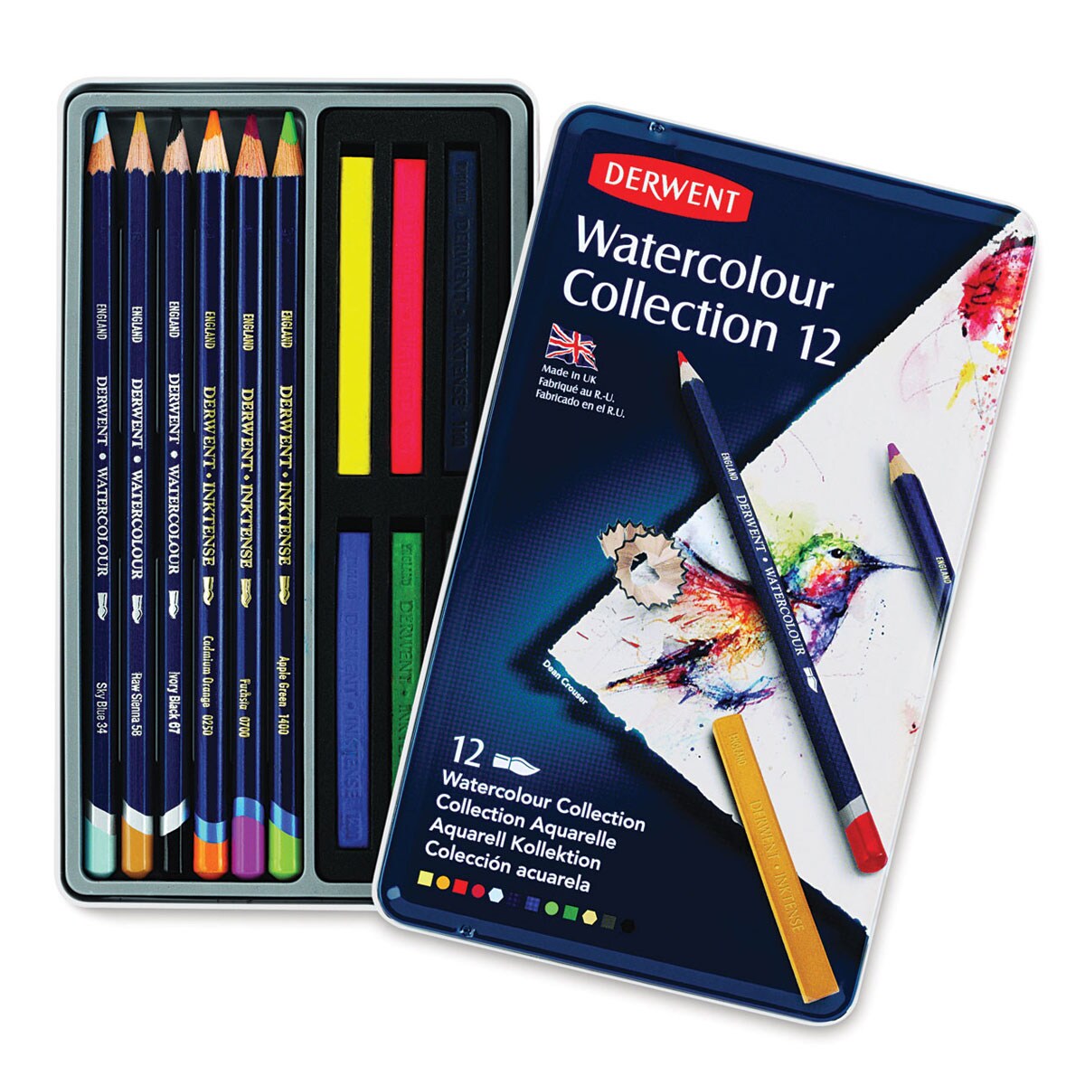 Derwent Watercolor Pencil Set - Assorted Colors, Tin Box , Set of 12